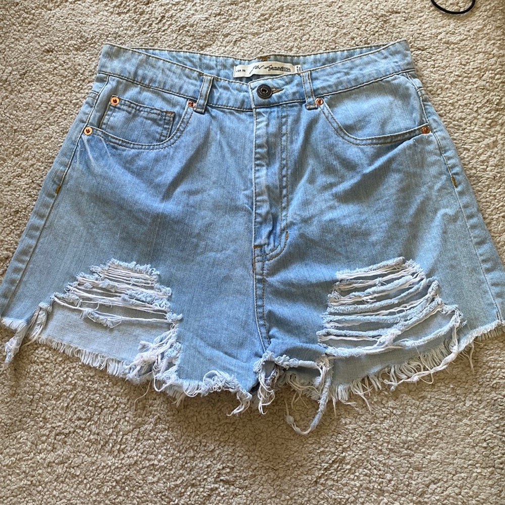 JW Signature Distressed Light Denim Shorts